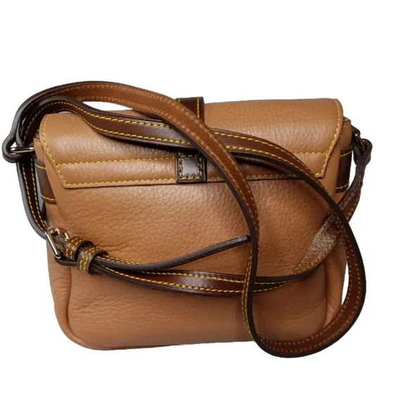 Dooney & Bourke Samba Pebbled Leather Flap Crossbody Bag Brown Small Retail $238